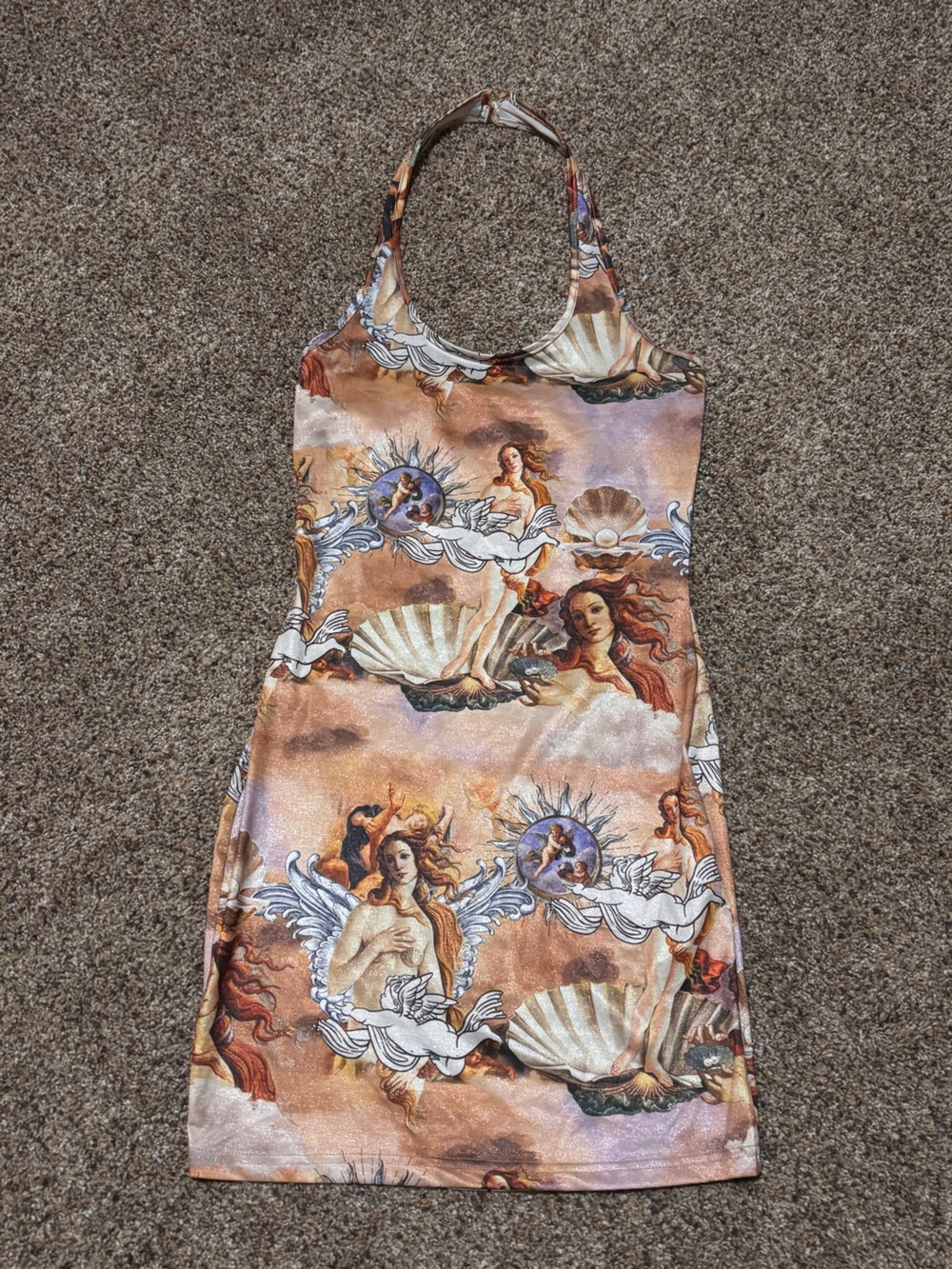 Women’s Beige Renaissance Print Dress